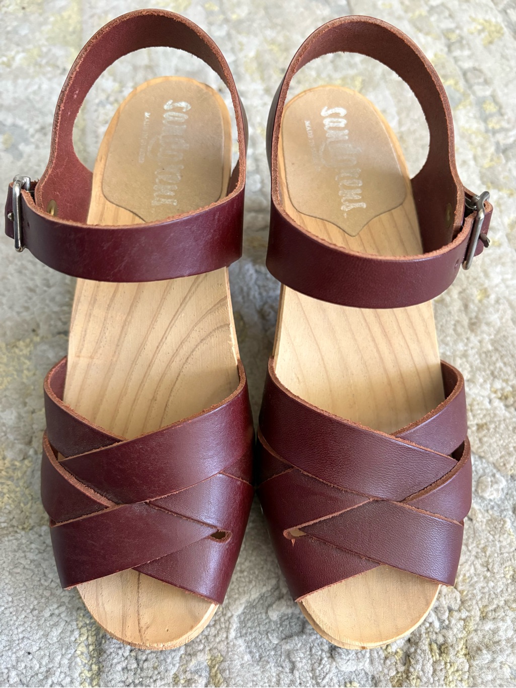 Anthropologie Sandgrens Swedish Handmade Wooden Clog Sandal Rio High Sz 36 5.5 — image 4 of 8